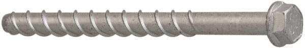 Elco - 3/8" Diam, 2-1/2" Length Under Head, Hex Drive, Concrete Screw & Masonry Fastener - Alloy Steel, StalGard Silver Finish, Includes 9/16" Drill Bit - Americas Industrial Supply