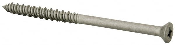 Elco - 1/4" Diam, 3-3/4" OAL, Phillips Drive, Concrete Screw & Masonry Fastener - Stainless Steel, StalGard Silver Finish, Includes #2 Drill Bit - Americas Industrial Supply