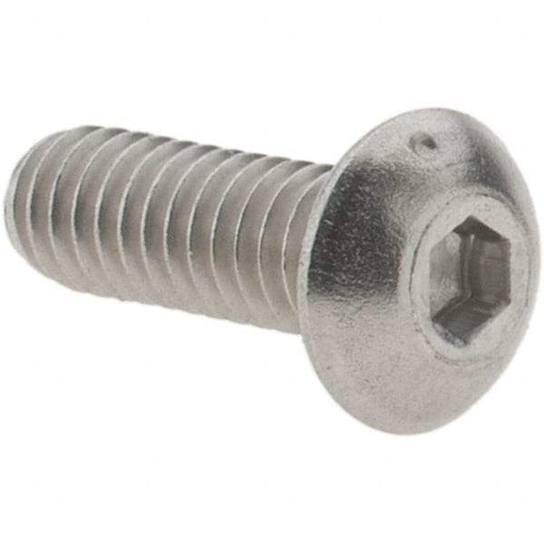 Value Collection - #8-32 UNC Hex Socket Drive, Button Screw - Grade 316 Stainless Steel, Uncoated, 1/2" Length Under Head - Americas Industrial Supply