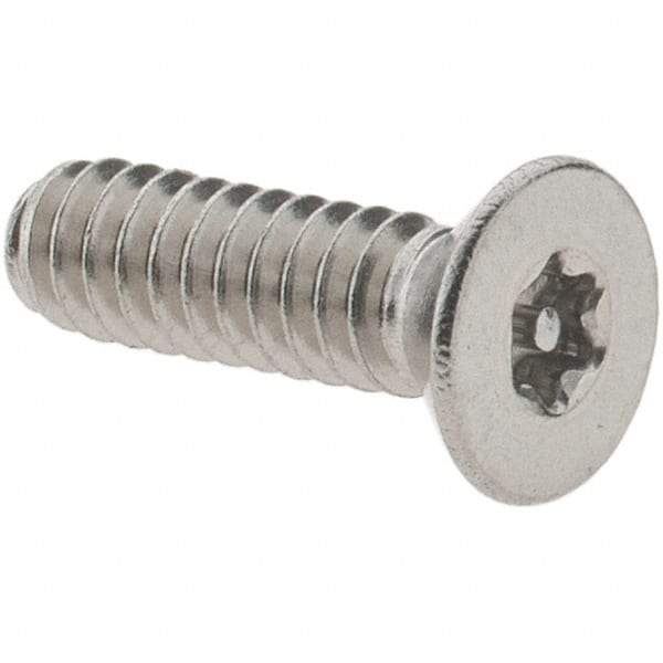 Value Collection - #6-32 UNC Pin In Torx Drive, Flat Screw - Grade 18-8 Stainless Steel, Uncoated, 1/2" OAL - Americas Industrial Supply