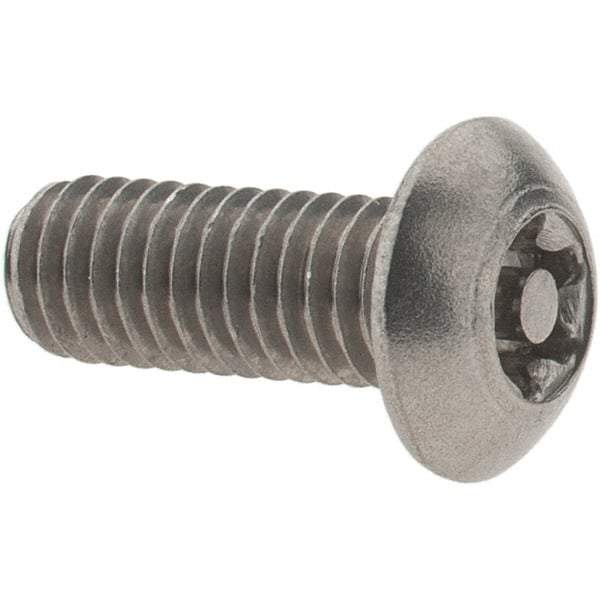 Value Collection - #10-32 UNF Pin In Torx Drive, Button Screw - Grade 18-8 Stainless Steel, Uncoated, 1/2" Length Under Head - Americas Industrial Supply