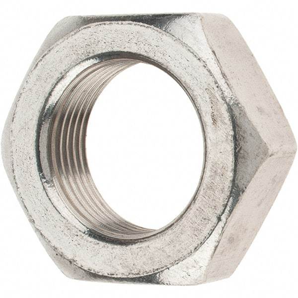 Value Collection - 1-14 UNC Stainless Steel Right Hand Hex Jam Nut - 1-1/2" Across Flats, 35/64" High - Americas Industrial Supply