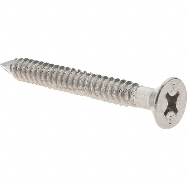 Value Collection - 1/4" Diam, 2-1/4" OAL, Phillips Drive, Concrete Screw & Masonry Fastener - Stainless Steel, Includes Drill Bit - Americas Industrial Supply
