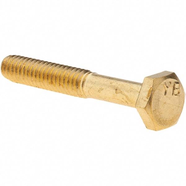 Value Collection - 1/4-20 UNC, 1-3/4" Length Under Head Hex Head Cap Screw - Brass, 7/16" Hex - Americas Industrial Supply