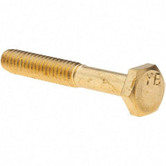 Value Collection - 1/4-20 UNC, 1-3/4" Length Under Head Hex Head Cap Screw - Brass, 7/16" Hex - Americas Industrial Supply