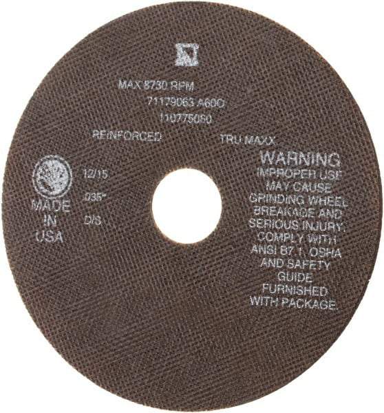 Tru-Maxx - 7" 60 Grit Aluminum Oxide Cutoff Wheel - 0.035" Thick, 1-1/4" Arbor, 8,731 Max RPM, Use with Stationary Tools - Americas Industrial Supply