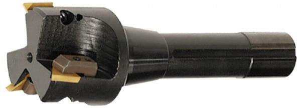 APT - 3/4" Cut Diam, 0.65" Max Depth of Cut, 5-7/8" OAL, Indexable Square Shoulder End Mill - TPC 32..., TPG 32., TPU 32. Inserts, R8 90° Lead Angle, Series Tri-Dex - Americas Industrial Supply