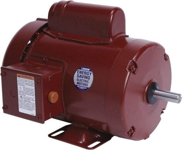 Leeson - 1 Max hp, 1,800 Max RPM, Electric AC DC Motor - 115/208-230 V Input, Single Phase, 56 Frame, 5/8" Shaft Diam, Rigid Base Mount, TEFC Enclosure - Americas Industrial Supply