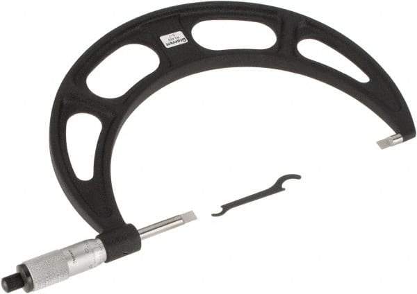 Starrett - 6" to 7" Mechanical Satin Chrome Coated Blade Micrometer - 0.001" Graduation, 0.76mm Blade Thickness, Speeder Thimble - Americas Industrial Supply
