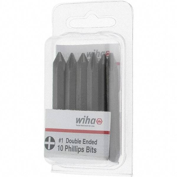 Wiha - #1, Reversible Phillips Screwdriver Pack Bit - 1/4" Drive, 2-3/8" OAL - Americas Industrial Supply