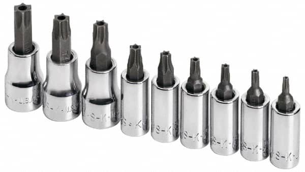 SK - 9 Piece 1/4 & 3/8" Drive Torx Bit Socket Set - T10 to T50 Torx - Americas Industrial Supply