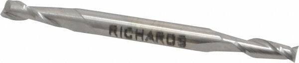 Made in USA - 5/32", 7/16" LOC, 3/16" Shank Diam, 2-1/4" OAL, 2 Flute, Cobalt Square End Mill - Double End, Uncoated, Spiral Flute, 30° Helix, Centercutting - Americas Industrial Supply