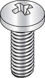 Made in USA - 1/4-20 UNC, 7/16" Length Under Head Phillips Drive Machine Screw - Pan Head, Grade 3 Steel, Yellow Cadmium-Plated Finish, Without Washer - Americas Industrial Supply