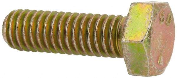Made in North America - 5/16-18 UNC, 1" Length Under Head Hex Head Cap Screw - Grade 8 Alloy Steel, Zinc-Plated Finish, 1/2" Hex - Americas Industrial Supply
