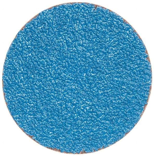Merit Abrasives - 3" Disc Diam, 36 Grit, Zirconia Alumina Quick Change Disc - Type S Attaching System, Coated, Blue, Very Coarse Grade, 20,000 RPM - Americas Industrial Supply