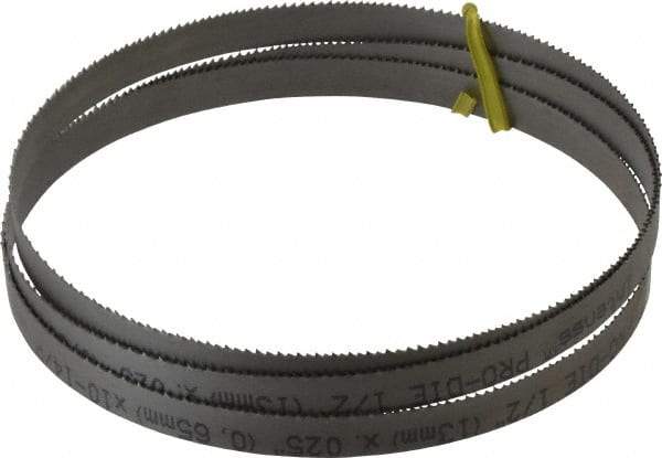 Starrett - 10 to 14 TPI, 5' Long x 1/2" Wide x 0.025" Thick, Welded Band Saw Blade - Bi-Metal, Toothed Edge, Raker Tooth Set, Contour Cutting - Americas Industrial Supply
