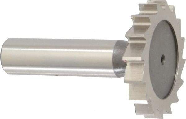 Keo - 1-1/2" Diam x 1/4" Face Width, High Speed Steel, 16 Teeth, Shank Connection Woodruff Keyseat Cutter - Uncoated, 2-1/4" OAL x 1/2" Shank, Straight Teeth, ANSI 812, Old Standard 24 - Americas Industrial Supply