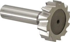 Keo - 1-3/8" Diam x 3/8" Face Width, High Speed Steel, 12 Teeth, Shank Connection Woodruff Keyseat Cutter - Uncoated, 2-3/8" OAL x 1/2" Shank, Staggered Teeth, ANSI 1211, Old Standard F - Americas Industrial Supply