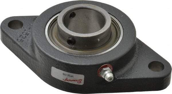 Browning - 1-3/16" ID, 5-9/16" OAL x 3-1/8" OAH 2-Bolt Flange - 2,567 Lb Static Cap, 4,381 Lb Dyn Cap, 4-19/32" Btw Mnt Hole Ctrs, Cast Iron - Americas Industrial Supply