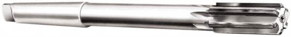 Made in USA - 9/16" Diam, 1MT Morse Taper Shank, 1-1/8" Flute Length, Machine Expansion Reamer - Straight Flute, 8" OAL, Right Hand Cut, 6 Flutes, Carbide-Tipped, Bright Finish - Americas Industrial Supply