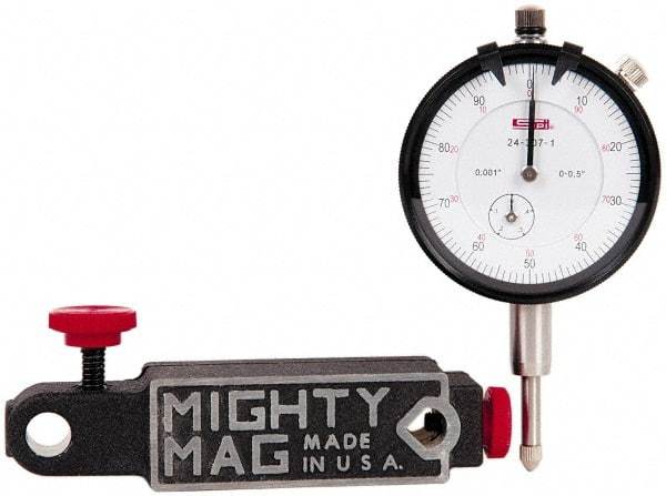 SPI - 0.001" Graduation, 0-100 Dial Reading, Indicator & Base Kit - 4-1/2" Base Length x 1-1/4" Base Width x 1" Base Height, 2" Dial Diam - Americas Industrial Supply
