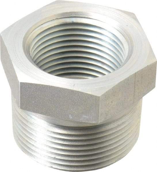 Parker - 1-1/4 Male Thread x 1 Female Thread, Zinc Plated Steel Industrial Pipe Hex Bushing - MNPTF x FNPTF, 3,000 psi - Americas Industrial Supply