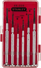 Stanley - 6 Piece Phillips & Slotted Screwdriver Set - Steel Handle, Bit Sizes: Philips #0 to #1 - Americas Industrial Supply