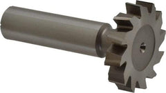 Made in USA - 1-1/4" Diam x 1/4" Face Width, High Speed Steel, 12 Teeth, Shank Connection Woodruff Keyseat Cutter - Uncoated, 2-1/4" OAL x 1/2" Shank, Staggered Teeth, ANSI 810, Old Standard 21 - Americas Industrial Supply