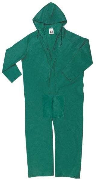 MCR Safety - Size 5XL, Green, Rain, Limited Flammability Coverall - 64" Chest, Snap Ankle, Take Up Snaps Wrist - Americas Industrial Supply