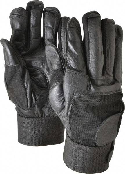 Ability One - Size 2XL (11) Leather/Spandex/Gel Padded Anti-Vibration/Impact Protection Work Gloves - For Mechanic's & Lifting, Uncoated, Hook & Loop Cuff, Full Fingered, Black, Paired - Americas Industrial Supply
