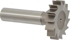 Made in USA - 1-3/8" Diam x 5/16" Face Width, High Speed Steel, 14 Teeth, Shank Connection Woodruff Keyseat Cutter - Uncoated, 2-5/16" OAL x 1/2" Shank, Straight Teeth, ANSI 1011, Old Standard 23 - Americas Industrial Supply