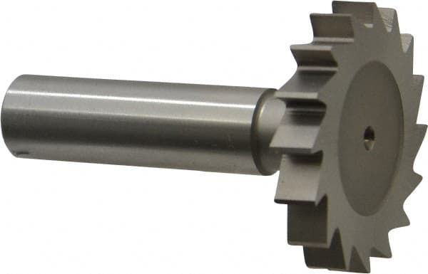 Made in USA - 1-1/2" Diam x 1/4" Face Width, High Speed Steel, 16 Teeth, Shank Connection Woodruff Keyseat Cutter - Uncoated, 2-1/4" OAL x 1/2" Shank, Straight Teeth, ANSI 812, Old Standard 24 - Americas Industrial Supply