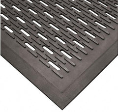 Wearwell - 5 Ft. Long x 3 Ft. Wide, Natural Rubber Surface, Raised Bars and Scrapers (Reversible) Entrance Matting - 5/16 Inch Thick, Outdoor, SBR Rubber, Black, Series 224 - Americas Industrial Supply