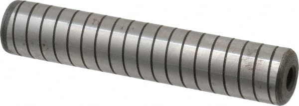 Jergens - 3/4" Diam x 4" Pin Length Alloy Steel Grooved Dowel Pin - C 47-58 & C 60-64 (Surface) Hardness, 1 Beveled & 1 Threaded End - Americas Industrial Supply