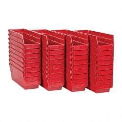 Quantum Storage - 50 Lb. Load Capacity, 11-5/8" Deep, Red Polypropylene Hopper Shelf Bin - 4" High x 4-1/8" Wide x 11-5/8" Long - Americas Industrial Supply