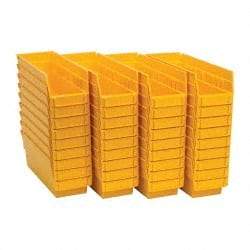 Quantum Storage - 50 Lb. Load Capacity, 11-5/8" Deep, Yellow Polypropylene Hopper Shelf Bin - 4" High x 4-1/8" Wide x 11-5/8" Long - Americas Industrial Supply