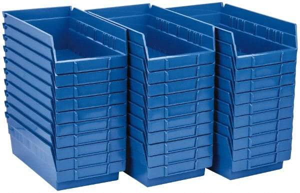 Quantum Storage - 50 Lb. Load Capacity, 11-5/8" Deep, Blue Polypropylene Hopper Shelf Bin - 4" High x 6-5/8" Wide x 11-5/8" Long - Americas Industrial Supply
