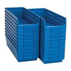 Quantum Storage - 50 Lb. Load Capacity, 17-7/8" Deep, Blue Polypropylene Hopper Shelf Bin - 4" High x 6-5/8" Wide x 17-7/8" Long - Americas Industrial Supply