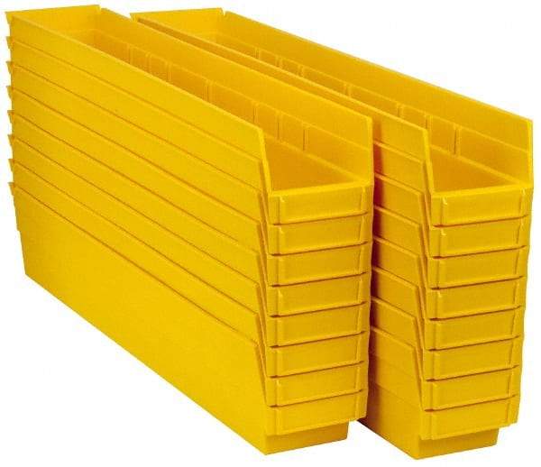 Quantum Storage - 50 Lb. Load Capacity, 23-5/8" Deep, Yellow Polypropylene Hopper Shelf Bin - 4" High x 4-1/8" Wide x 23-5/8" Long - Americas Industrial Supply
