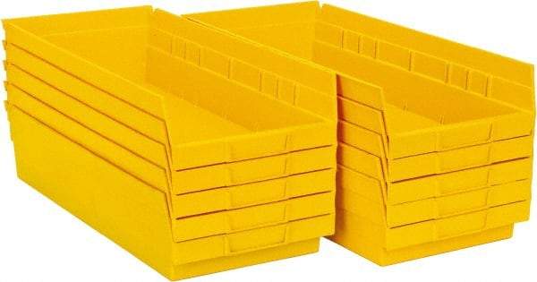 Quantum Storage - 50 Lb. Load Capacity, 17-7/8" Deep, Yellow Polypropylene Hopper Shelf Bin - 4" High x 8-3/8" Wide x 17-7/8" Long - Americas Industrial Supply