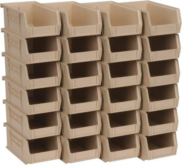 Quantum Storage - 10 Lb. Load Capacity, 7-3/8" Deep, Ivory Polypropylene Hopper Stacking Bin - 3" High x 4-1/8" Wide x 7-3/8" Long - Americas Industrial Supply