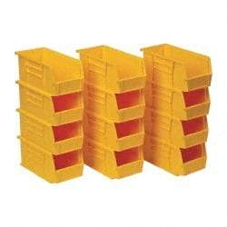 Quantum Storage - 30 Lb. Load Capacity, 10-7/8" Deep, Yellow Polypropylene Hopper Stacking Bin - 5" High x 5-1/2" Wide x 10-7/8" Long - Americas Industrial Supply