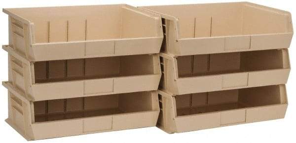 Quantum Storage - 60 Lb. Load Capacity, 10-7/8" Deep, Ivory Polypropylene Hopper Stacking Bin - 5" High x 16-1/2" Wide x 10-7/8" Long - Americas Industrial Supply