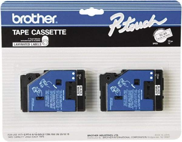 Brother - 1/2" Wide x 312" Long, White Label Tape - For Label Maker - Americas Industrial Supply