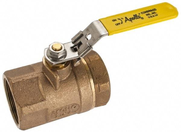 Apollo - 2" Pipe, Standard Port, Bronze Standard Ball Valve - 2 Piece, NPT Ends, Locking Lever Handle, 600 WOG, 150 WSP - Americas Industrial Supply