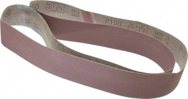 3M - 2" Wide x 72" OAL, 150 Grit, Aluminum Oxide Abrasive Belt - Aluminum Oxide, Very Fine, Coated, X Weighted Cloth Backing, Series 341D - Americas Industrial Supply