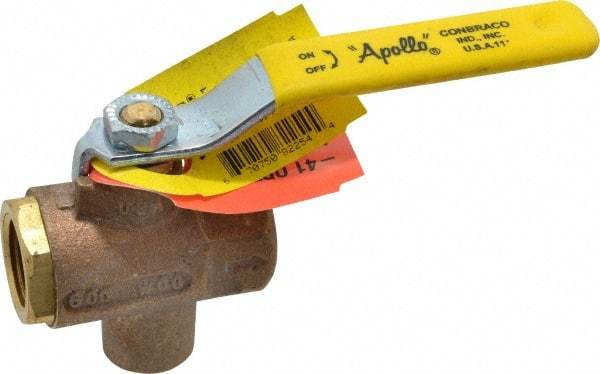 Apollo - 1/2" Pipe, Full Port, Bronze Standard Ball Valve - 2 Piece, Inline - One Way Flow, FNPT x FNPT Ends, Lever Handle, 125 WOG - Americas Industrial Supply