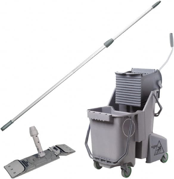 Unger - 32 Qt Plastic Bucket & Wringer - 21" Long x 20" High x 15" Wide, Gray - Americas Industrial Supply
