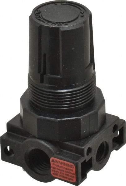 Parker - 1/4 NPT Port, Plastic Miniature Regulator - 0 to 25 psi Range, 150 Max psi Supply Pressure, 1/8" Gauge Port Thread, 1.6" Wide x 3.1" High - Americas Industrial Supply