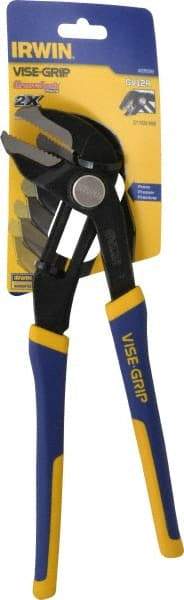 Irwin - 12" OAL, 2-3/4" Jaw Length, Groovelock Pliers - Serrated Jaw, Straight Head, ProTouch Handles - Americas Industrial Supply